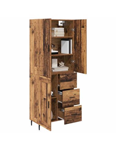 Credenza 2 pcs Legno vecchio Legno Stratificato e Vetro