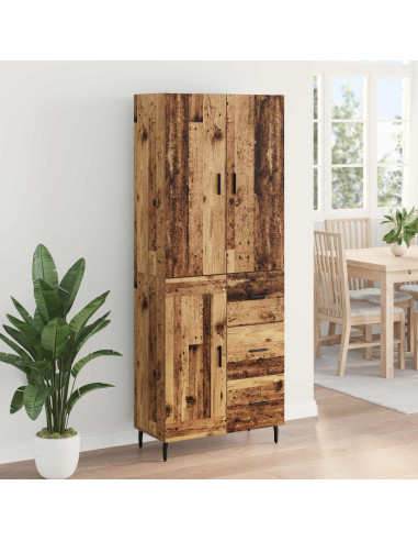 Credenza 2 pcs Legno vecchio Legno Stratificato e Vetro