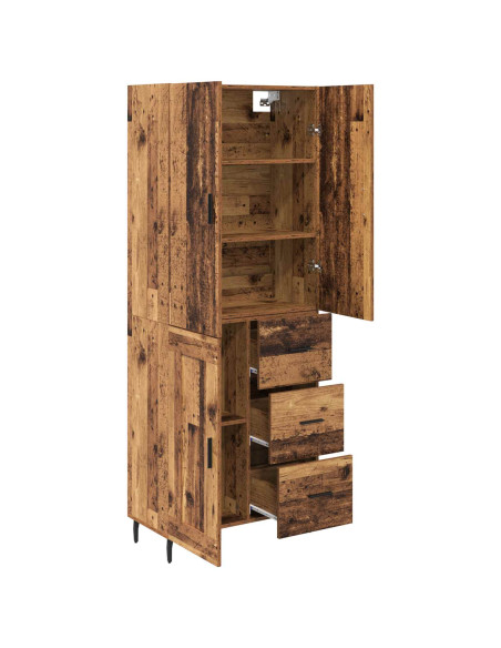 Credenza 2 pcs Legno vecchio Legno Stratificato e Vetro