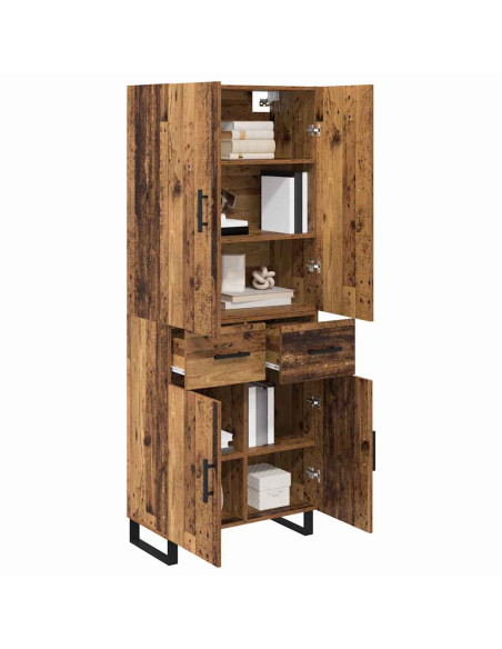 Credenza con cassetto 2 pcs Legno vecchio 69,5 x 34 x 180 cm