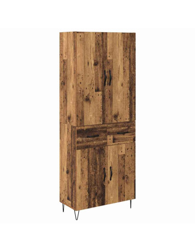 Credenza 2 pcs Legno vecchio Legno ingegnerizzato e vetro