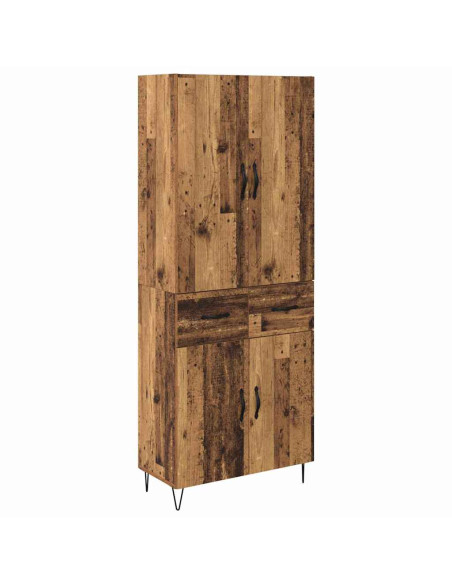 Credenza 2 pcs Legno vecchio Legno ingegnerizzato e vetro