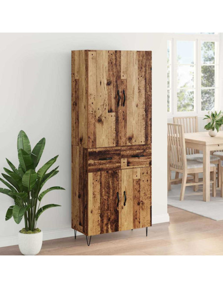 Credenza 2 pcs Legno vecchio Legno ingegnerizzato e vetro
