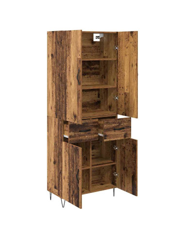 Credenza 2 pcs Legno vecchio Legno ingegnerizzato e vetro