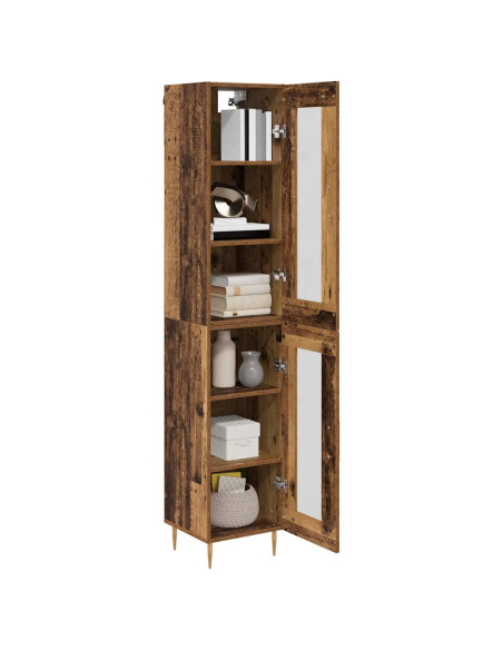 Credenza 2 pcs Legno vecchio Vetro