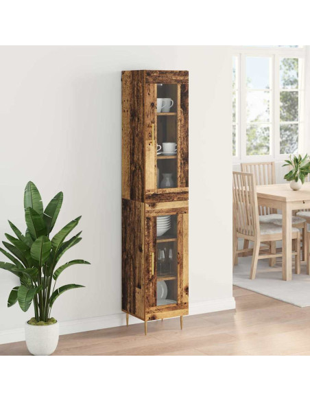 Credenza 2 pcs Legno vecchio Vetro