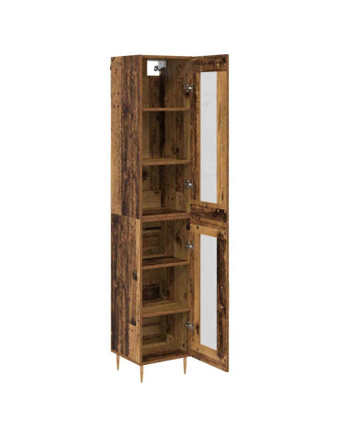 Credenza 2 pcs Legno vecchio Vetro