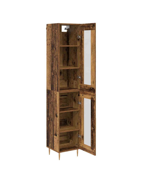Credenza 2 pcs Legno vecchio Vetro