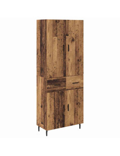 Credenza 2 pcs Legno vecchio Legno Stratificato e Vetro 2