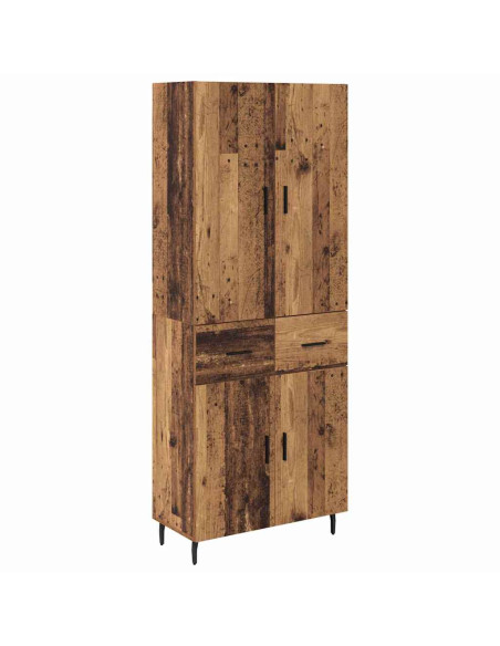 Credenza 2 pcs Legno vecchio Legno Stratificato e Vetro