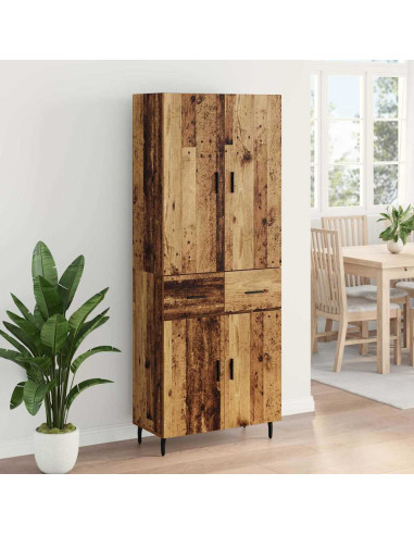 Credenza 2 pcs Legno vecchio Legno Stratificato e Vetro