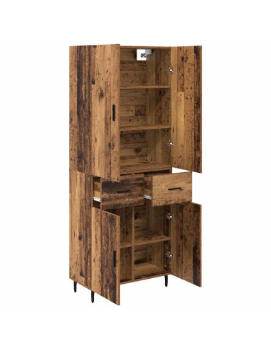 Credenza 2 pcs Legno vecchio Legno Stratificato e Vetro