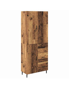 Credenza 2 pcs Legno vecchio Legno Stratificato e Vetro 2