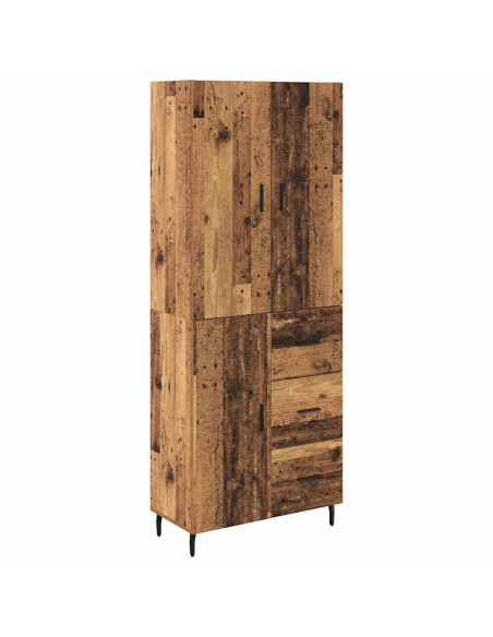Credenza 2 pcs Legno vecchio Legno Stratificato e Vetro