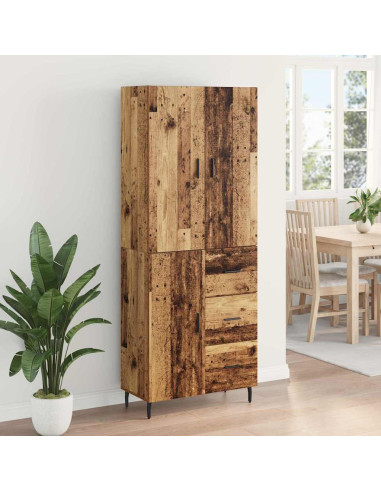 Credenza 2 pcs Legno vecchio Legno Stratificato e Vetro