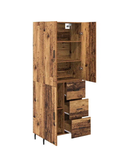Credenza 2 pcs Legno vecchio Legno Stratificato e Vetro