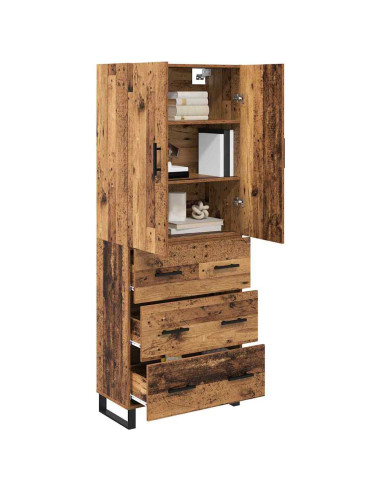 Credenza con cassetto 2 pcs Legno vecchio 69,5 x 34 x 180 cm