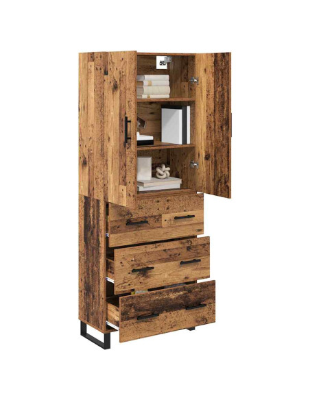 Credenza con cassetto 2 pcs Legno vecchio 69,5 x 34 x 180 cm