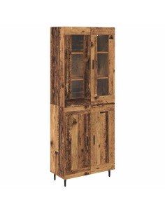 Credenza 2 pcs Legno vecchio Legno Stratificato e Vetro 2