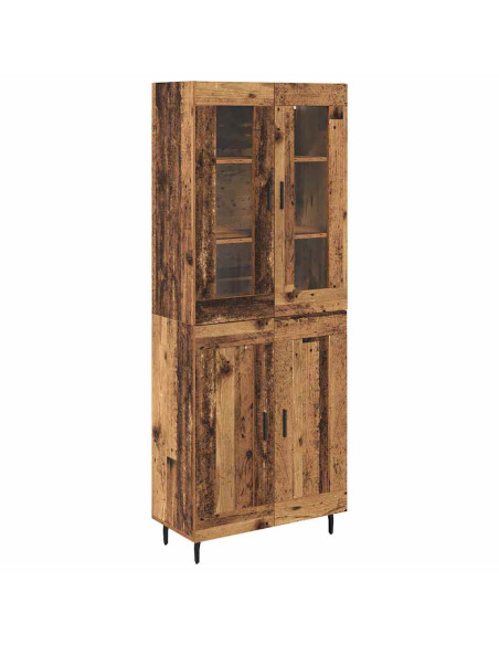 Credenza 2 pcs Legno vecchio Legno Stratificato e Vetro