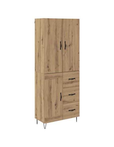 Credenza 2 pcs Rovere artigianale Legno ingegnerizzato e vetro