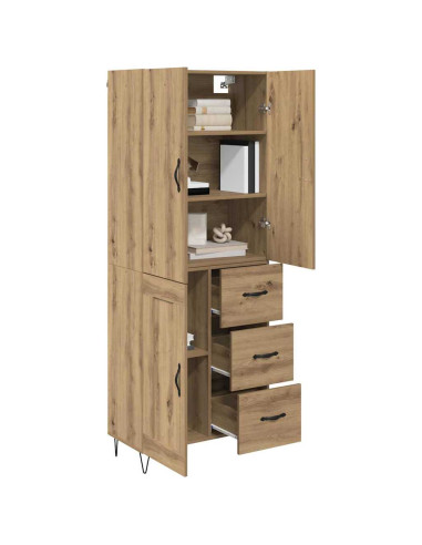 Credenza 2 pcs Rovere artigianale Legno ingegnerizzato e vetro