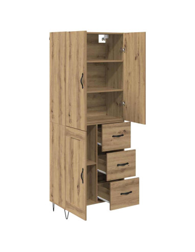 Credenza 2 pcs Rovere artigianale Legno ingegnerizzato e vetro