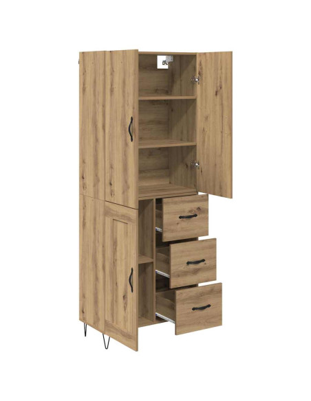 Credenza 2 pcs Rovere artigianale Legno ingegnerizzato e vetro