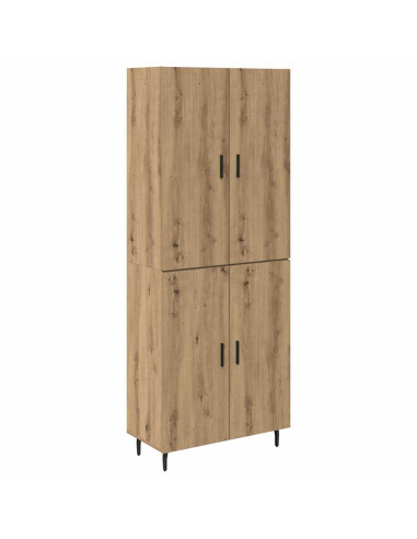 Credenza 2 pcs Rovere artigianale Legno Stratificato e Vetro