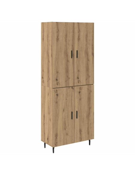 Credenza 2 pcs Rovere artigianale Legno Stratificato e Vetro