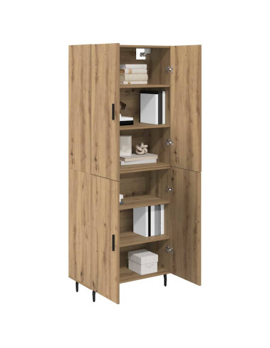 Credenza 2 pcs Rovere artigianale Legno Stratificato e Vetro