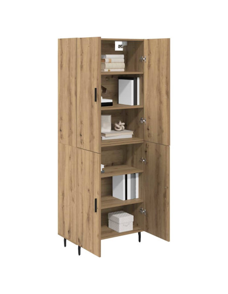 Credenza 2 pcs Rovere artigianale Legno Stratificato e Vetro