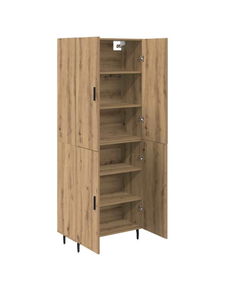 Credenza 2 pcs Rovere artigianale Legno Stratificato e Vetro