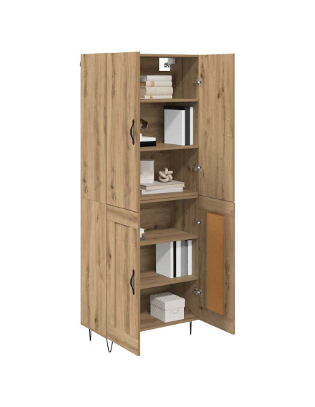 Credenza 2 pcs Rovere artigianale Legno ingegnerizzato e vetro