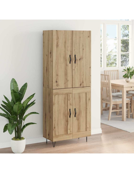 Credenza 2 pcs Rovere artigianale Legno ingegnerizzato e vetro