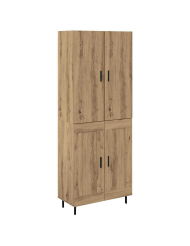 Credenza 2 pcs Rovere artigianale Legno Stratificato e Vetro