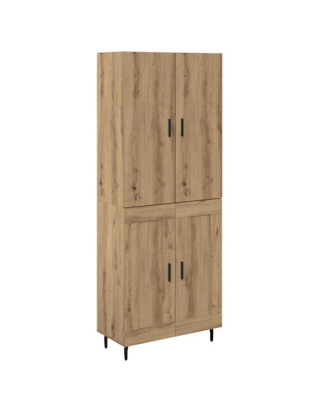 Credenza 2 pcs Rovere artigianale Legno Stratificato e Vetro