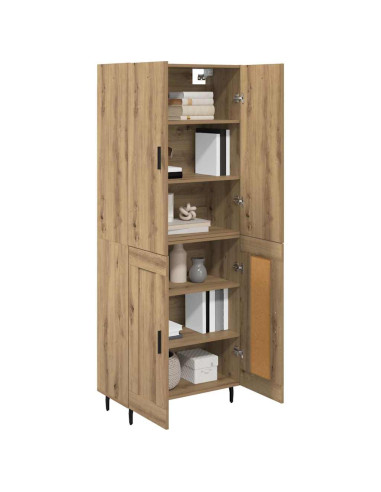 Credenza 2 pcs Rovere artigianale Legno Stratificato e Vetro
