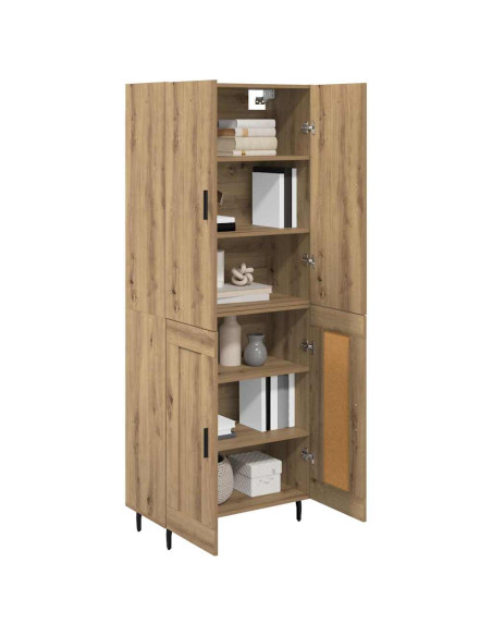 Credenza 2 pcs Rovere artigianale Legno Stratificato e Vetro