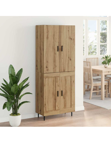 Credenza 2 pcs Rovere artigianale Legno Stratificato e Vetro