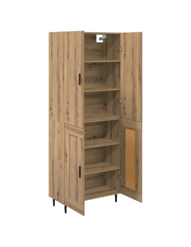 Credenza 2 pcs Rovere artigianale Legno Stratificato e Vetro