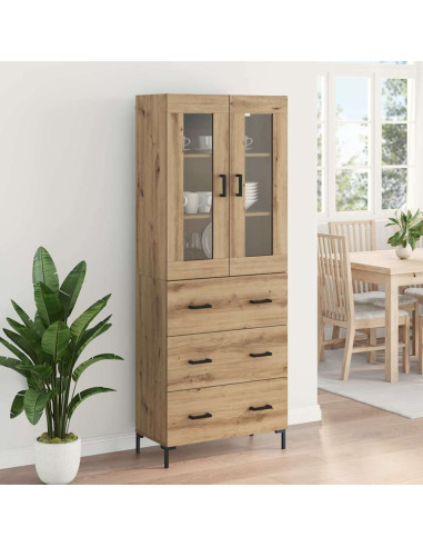 Credenza 2 pcs Rovere artigianale Legno multistrato