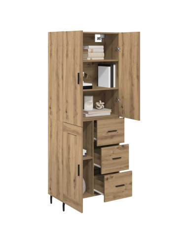 Credenza 2 pcs Rovere artigianale Legno Stratificato e Vetro