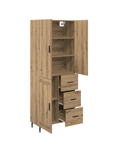 Credenza 2 pcs Rovere artigianale Legno Stratificato e Vetro