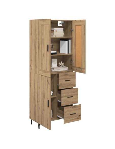 Credenza 2 pcs Rovere artigianale Legno multistrato