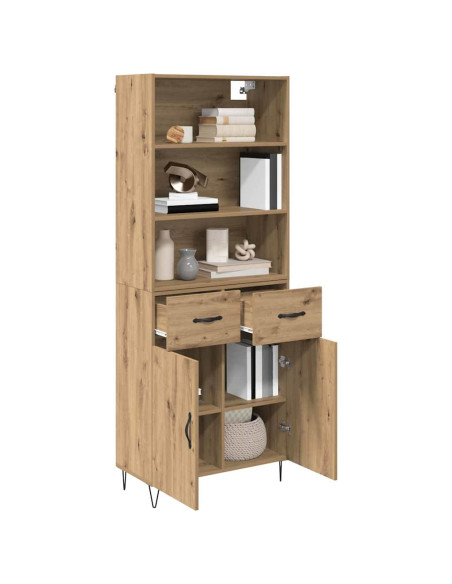 Credenza 2 pcs Rovere artigianale Legno multistrato