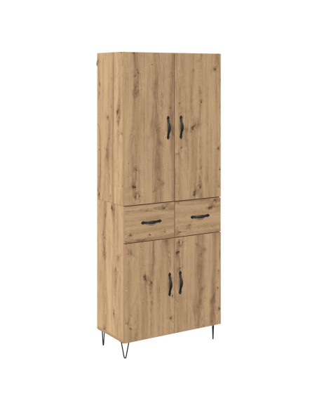 Credenza 2 pcs Rovere artigianale Legno ingegnerizzato e vetro