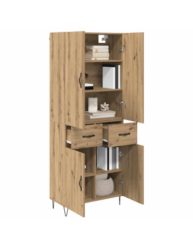 Credenza 2 pcs Rovere artigianale Legno ingegnerizzato e vetro