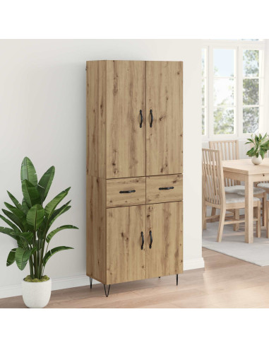 Credenza 2 pcs Rovere artigianale Legno ingegnerizzato e vetro