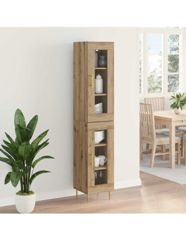 Credenza 2 pcs Rovere artigianale Vetro